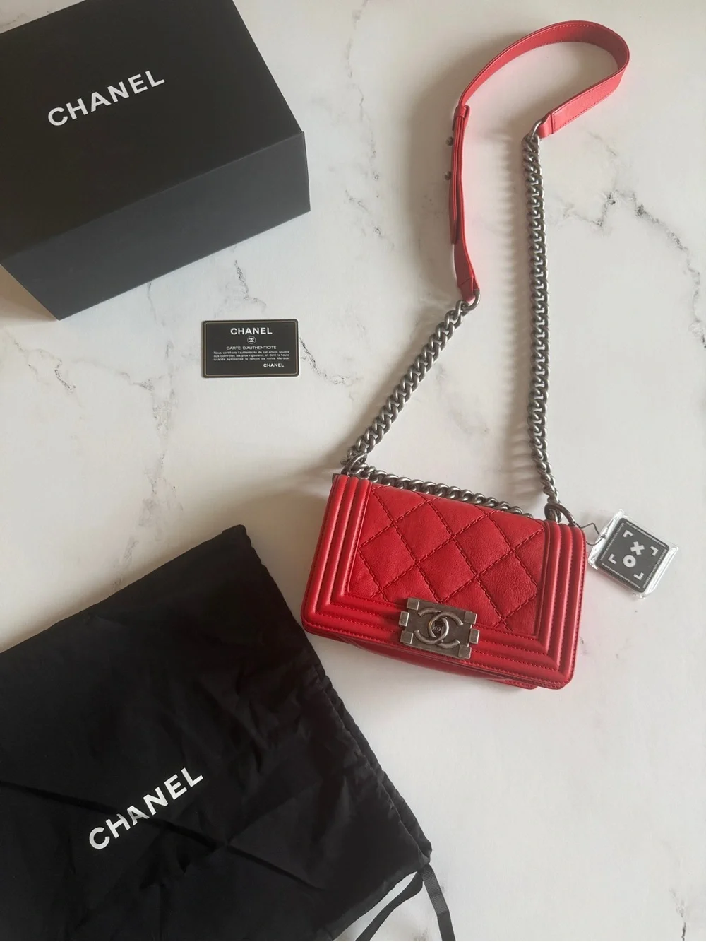 Chanel Boy Bag Red Quilted Leather |Complete Set |Box, Dust Bag & COA | Pristine